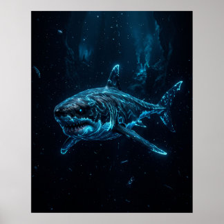 Poster Requin Blanc Géant Art de la Tranchée Abyssale