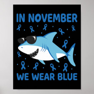 Poster Requin En Novembre Nous Portons Bleu Diabète Garço