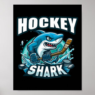 Poster Requin jouant au hockey drôle de hockey