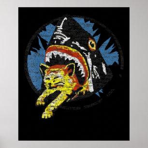 Poster Requin Manger Un Chat Drôle Cadeaux De Requin