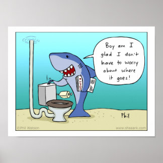 Poster Requin qui chasse l'affiche des toilettes
