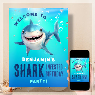 Poster Requin sous la mer Fête d'anniversaire Bienvenue