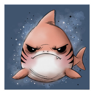 Poster Requin Tigre Grincheux