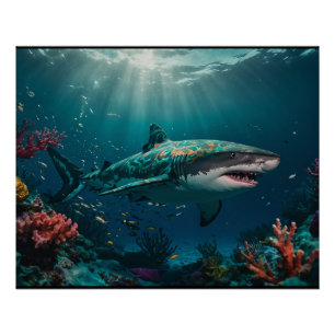 Poster Requin tropical à faible profondeur