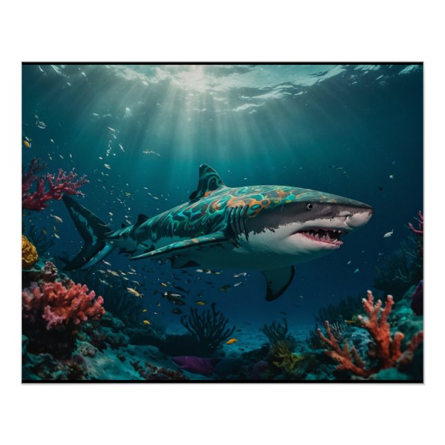 Poster Requin tropical à faible profondeur (Devant)