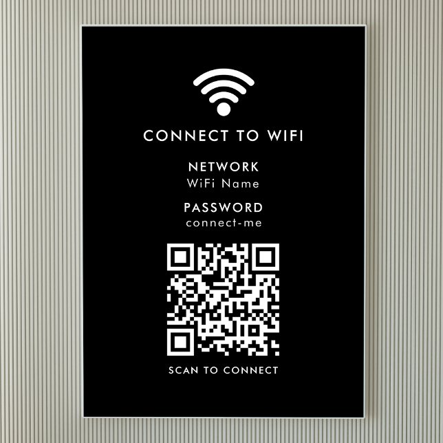 Poster Réseau Wifi | Code QR Mot de passe Internet Noir (Créateur téléchargé)
