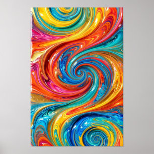 Poster Résine Bonbon Vortex - Turquoise Jaune Ultra Brill