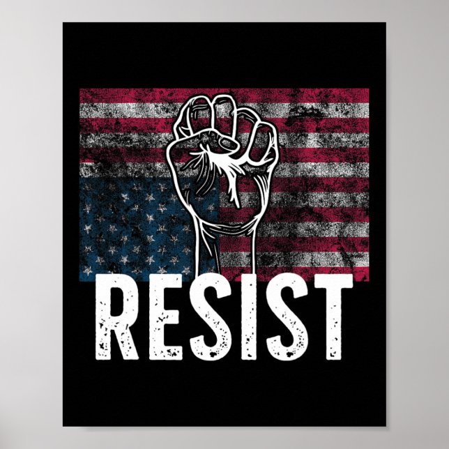 Poster Resist Distressed Upside Down American Flag Usa  (Devant)