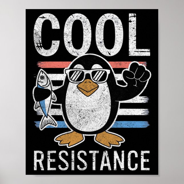 Poster Résistance Cool subtile Tarifs de pingouin protest (Devant)