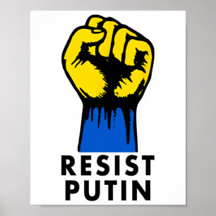 Poster Résister à Poutine Manifestation Poing Levée