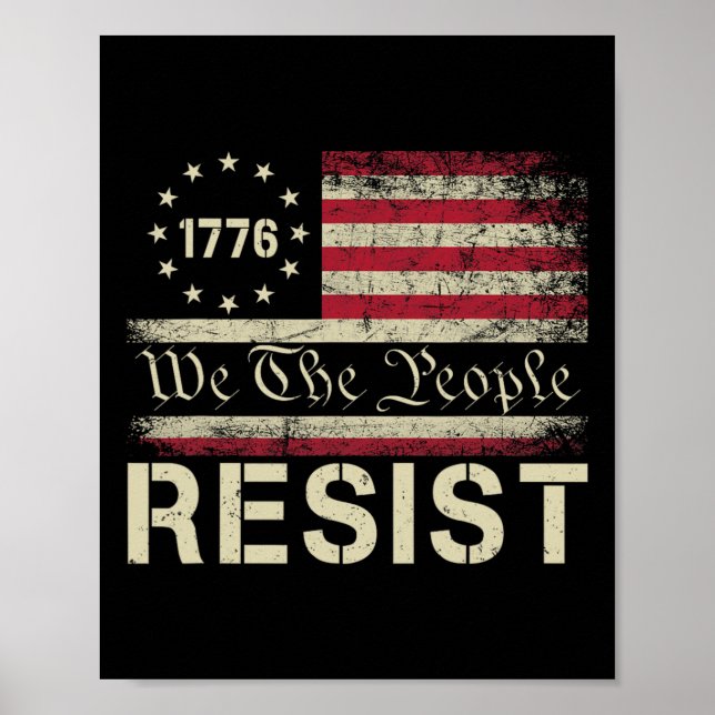 Poster Résister À Trump Manifester Contre Le Drapeau Poli (Devant)