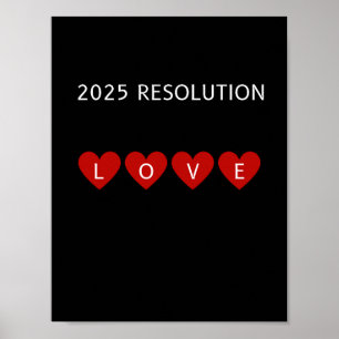 Poster RÉSOLUTION 2025 AMOUR Coeurs rouges Mur art
