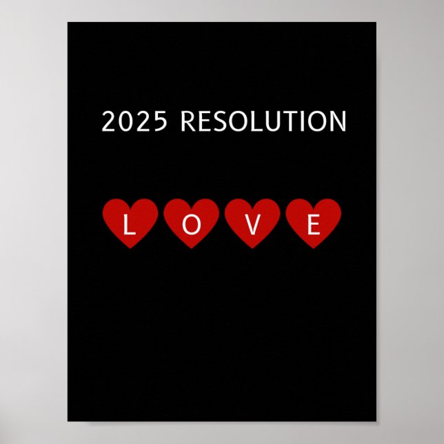 Poster RÉSOLUTION 2025 AMOUR Coeurs rouges Mur art (Devant)