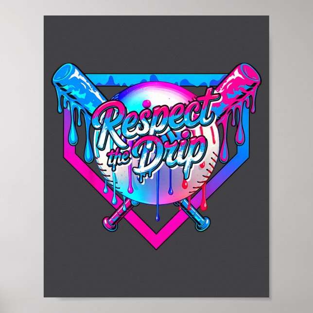 Poster Respect The Drip Baseball Ice Cream For Kids Boys  (Devant)