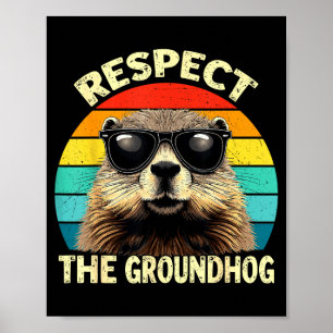 Poster Respecter l'amant du groundhog vintage animal terr