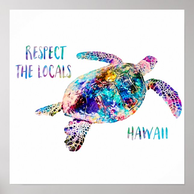 Poster Respectez la citation de la tortue marine locale T (Devant)