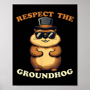 Poster Respectez La Marmotte De Terre Célébrez La Journée
