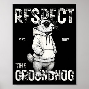 Poster Respectez la marmotte drôle Woodchuck Hommes Rétro
