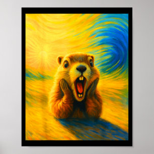Poster Respectez le marmotte drôle woodchuck mignon enfan
