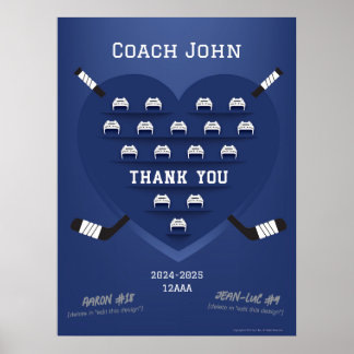 Poster Responsable de l'entraîneur du Merci de hockey - s