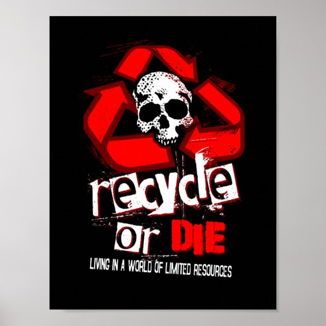 Poster Ressources limitées Recycler l'affiche noire (Devant)