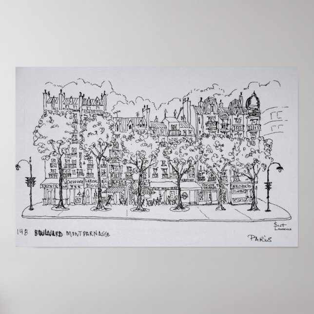 Poster Restaurant Boulevard Montparnasse | Paris, France (Devant)