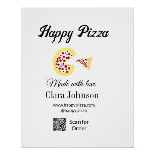 Poster Restaurant de pizzas café pizzeria scannez le code