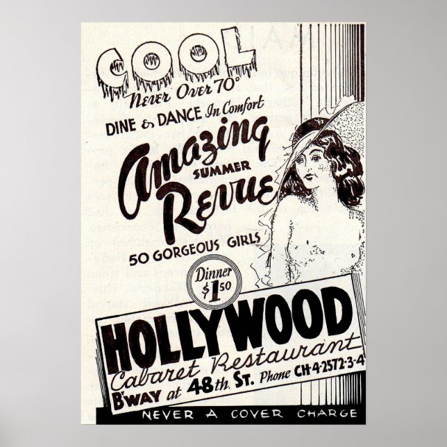 Poster Restaurant hollywoodien Cabaret des années 1930 (Devant)