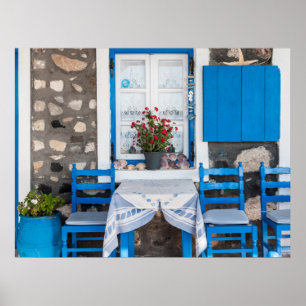 Poster Restaurant traditionnel Oia Santorini Grèce