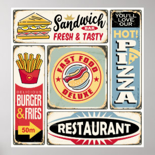 Poster Restaurants et dîners restauration rapide panneaux