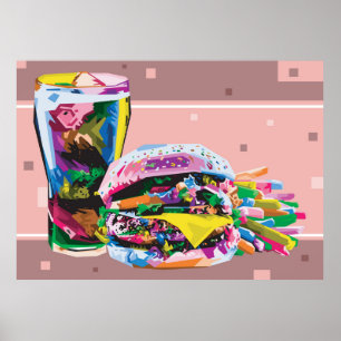 Poster Restauration rapide burger pop art