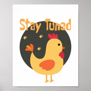Poster Restez à l'écoute Kawaii drôle chou texte jaune po