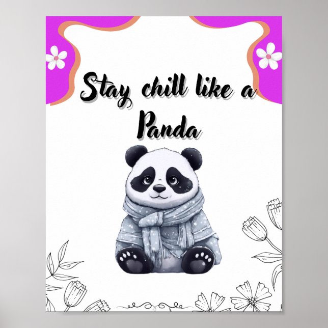 Poster Restez au frais comme un panda - mignonette Kawaii (Devant)