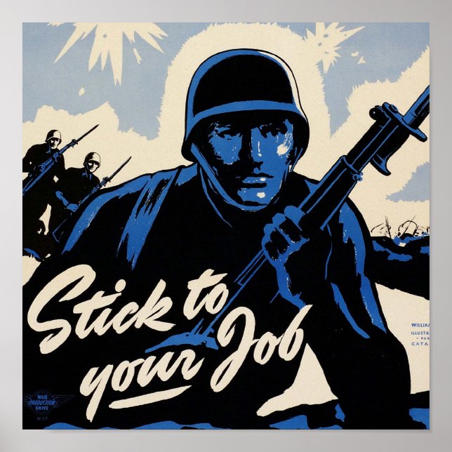 Poster Restez au travail ! Les guerriers américains sur l (Devant)