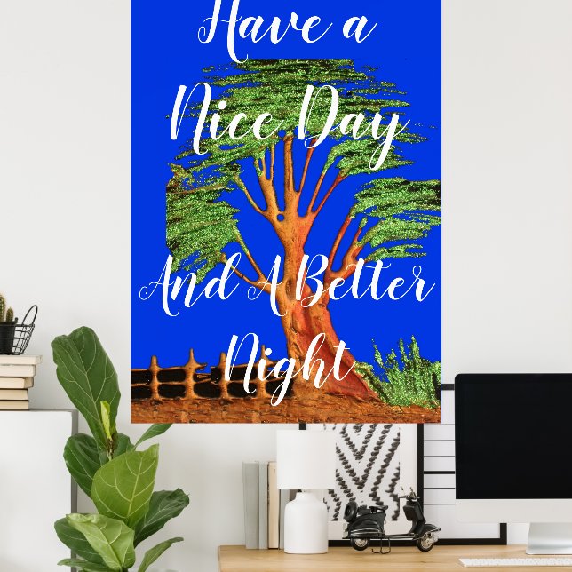 Poster Restez béni Bonne journée et meilleure nuit (Bureau à domicile)