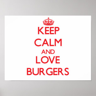 Poster Restez calme et aimez les hamburgers