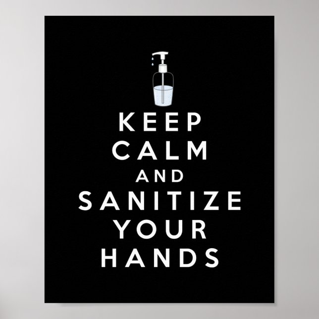 Poster Restez calme et assainissez vos mains (Devant)