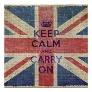Poster Restez calme et continuez avec le drapeau du Royau