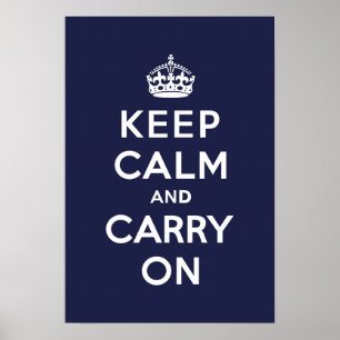Poster Restez calme et continuez sur Phthalo Blue