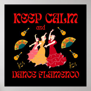 Poster Restez calme et dansez Flamenco