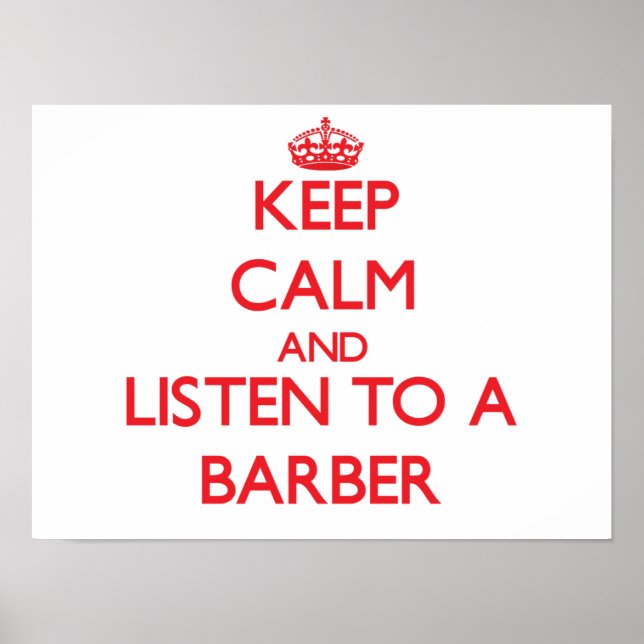 Poster Restez calme et écoutez un coiffeur (Devant)