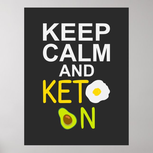 Poster Restez calme et Keto sur une citation amusante (Devant)