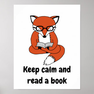 Poster Restez calme et lisez la citation du livre fox pos