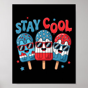 Poster Restez Cool Popsicle 4 juillet American Flag Boys