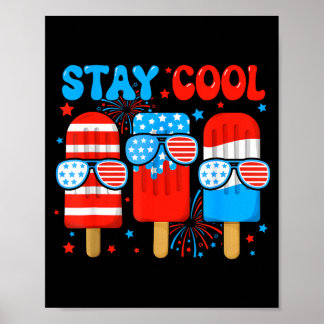 Poster Restez Cool Popsicle Boys Hommes 4 juillet Drapeau