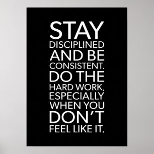 Poster Restez discipliné et cohérent - Gym, Hustle