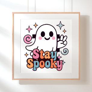 Poster Restez Éffrayant Super Fantôme Retro Pastel Hallow