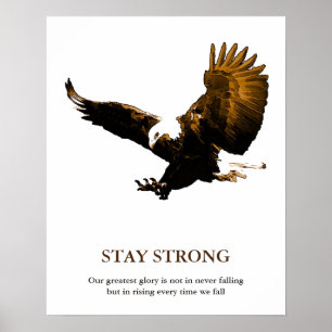 Poster Restez forts Aigle à tête blanche Motivationnel
