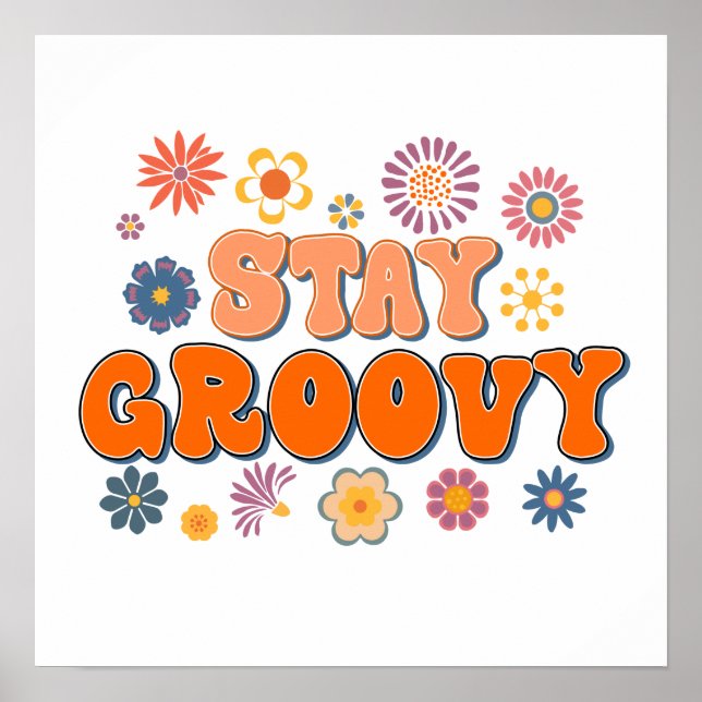 Poster Restez Super Flower Power 60's Retro (Devant)