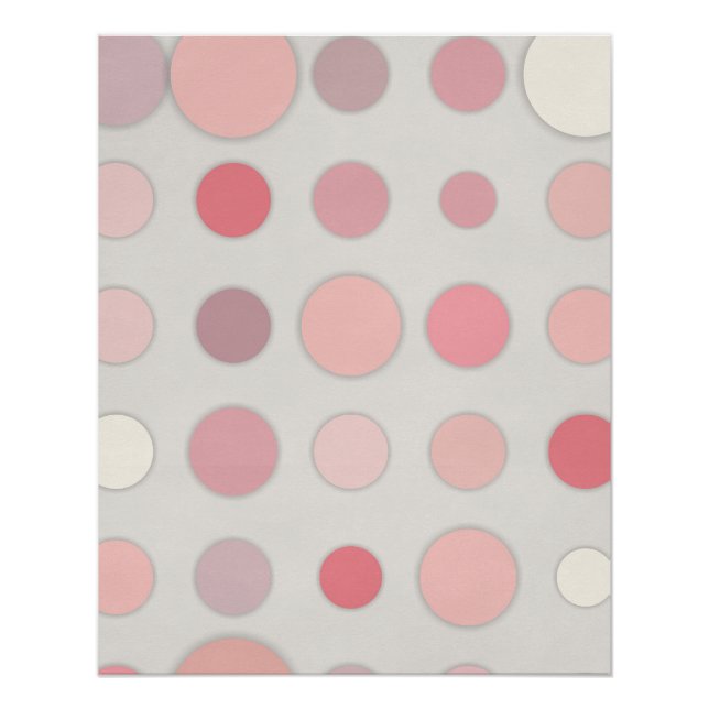 Poster Résumé abstrait en points rose pâle sur gris doux (Devant)